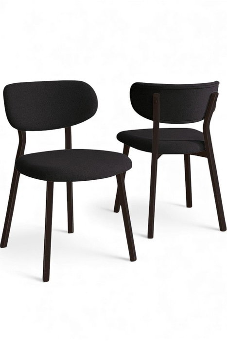 Hanah Home Juego de 6 Sillas en Tela Boucle Antracita y Marrón